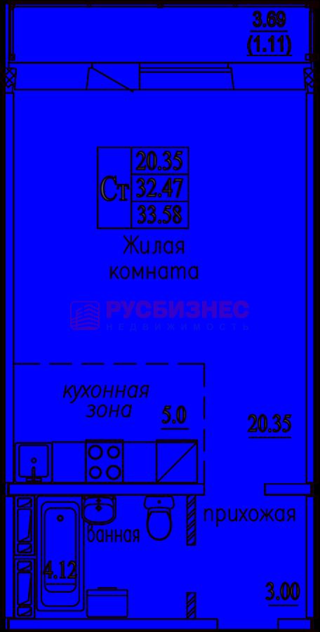 Бронная, 21/3 стр, 1-к квартира