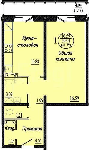 Бронная, 45/1, 1-к квартира