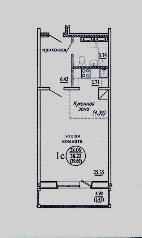Бронная, 19/1, 1-к квартира