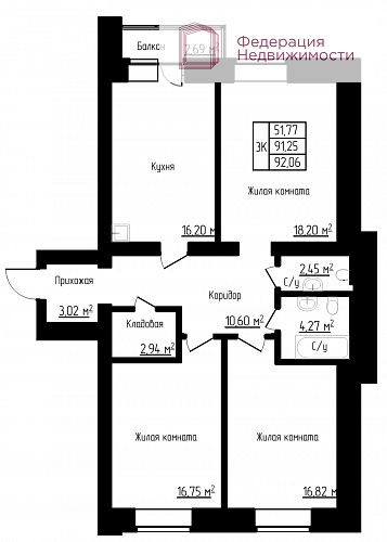 Красноярская, 132, 3-к квартира