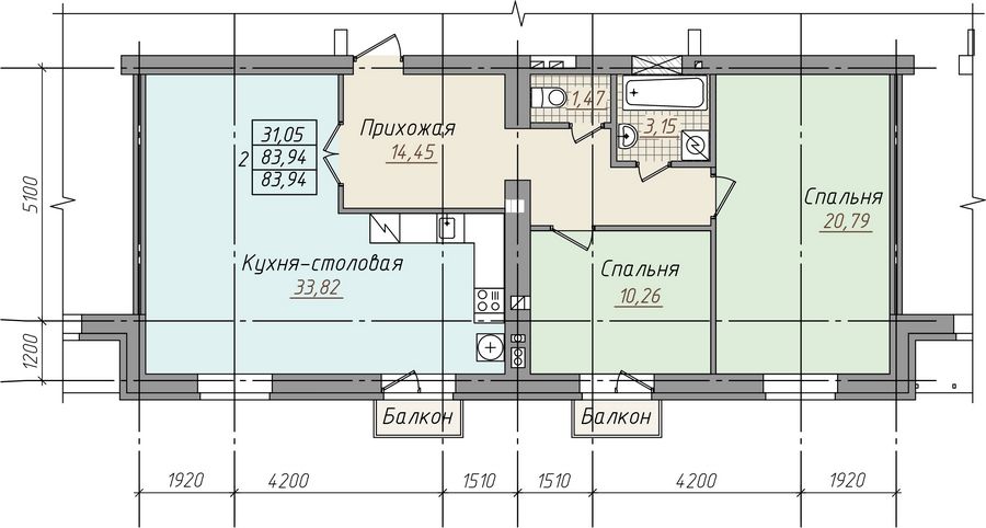 Кирова, 342, 2-комнатная квартира