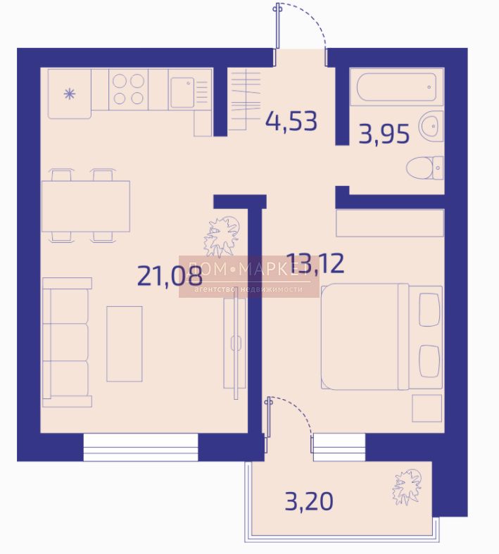 Курчатова, 13 стр, 2-комнатная квартира