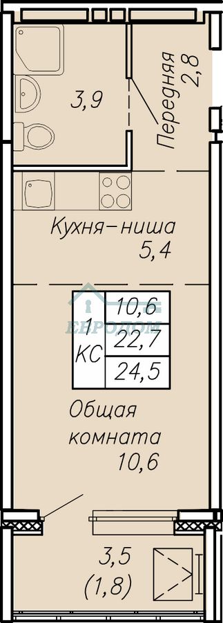 Связистов, 13б стр, 1-к квартира
